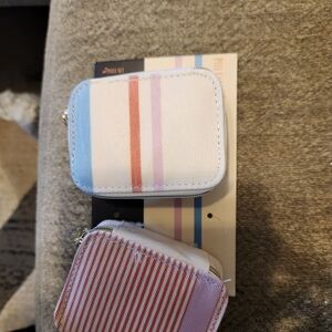 Set If 2 Travel Pill Boxes In Cases - Blue and Pink